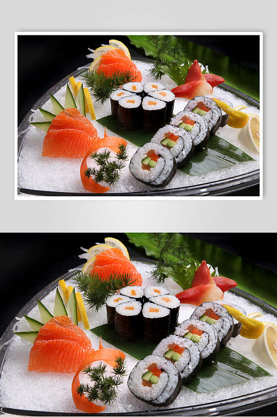 新鲜美味刺身寿司拼美食食物图片