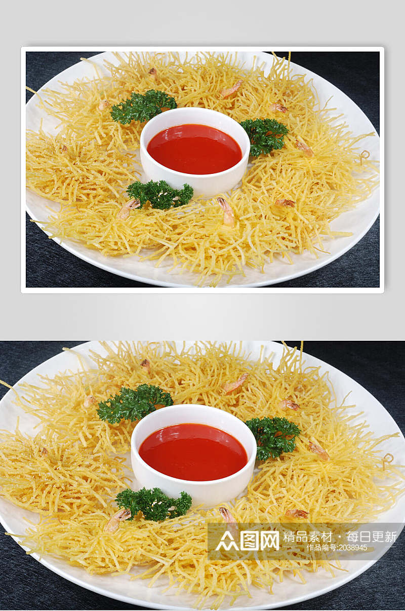 金丝沙拉虾食物摄影图片素材