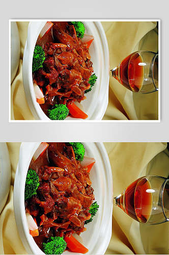 红酒牛腩煲美食摄影图片