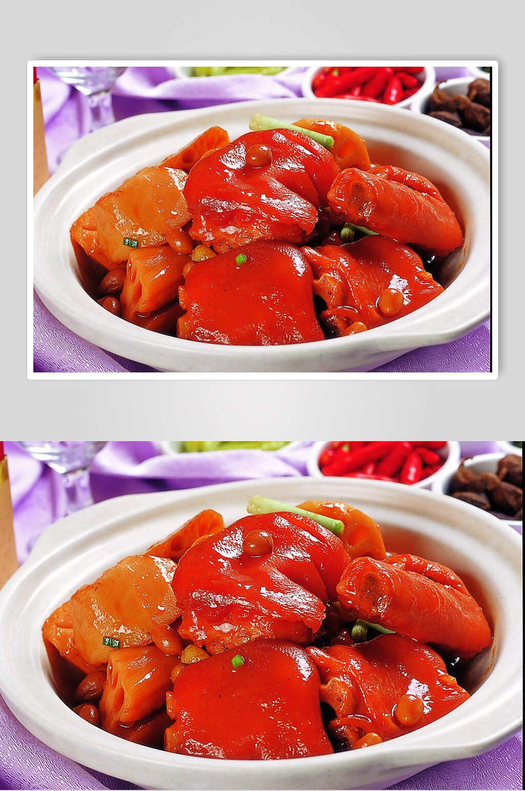 莲藕花生猪手煲美食高清图片素材