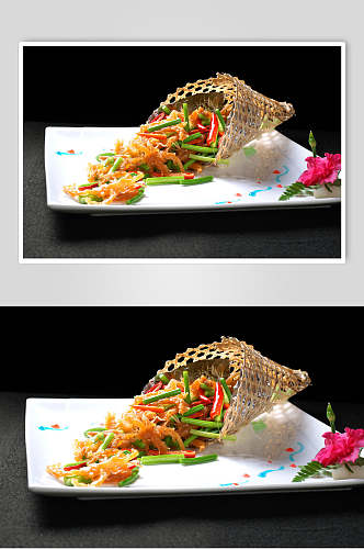 竹网鹅脚筋咸鲜微辣餐饮食品图片