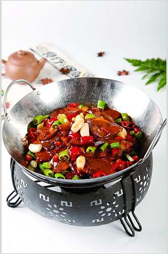 热菜干锅带皮驴肉美食食品图片
