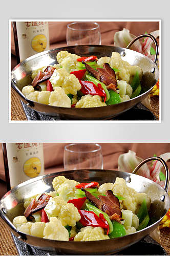 鲜香美味干锅花菜食品摄影图片
