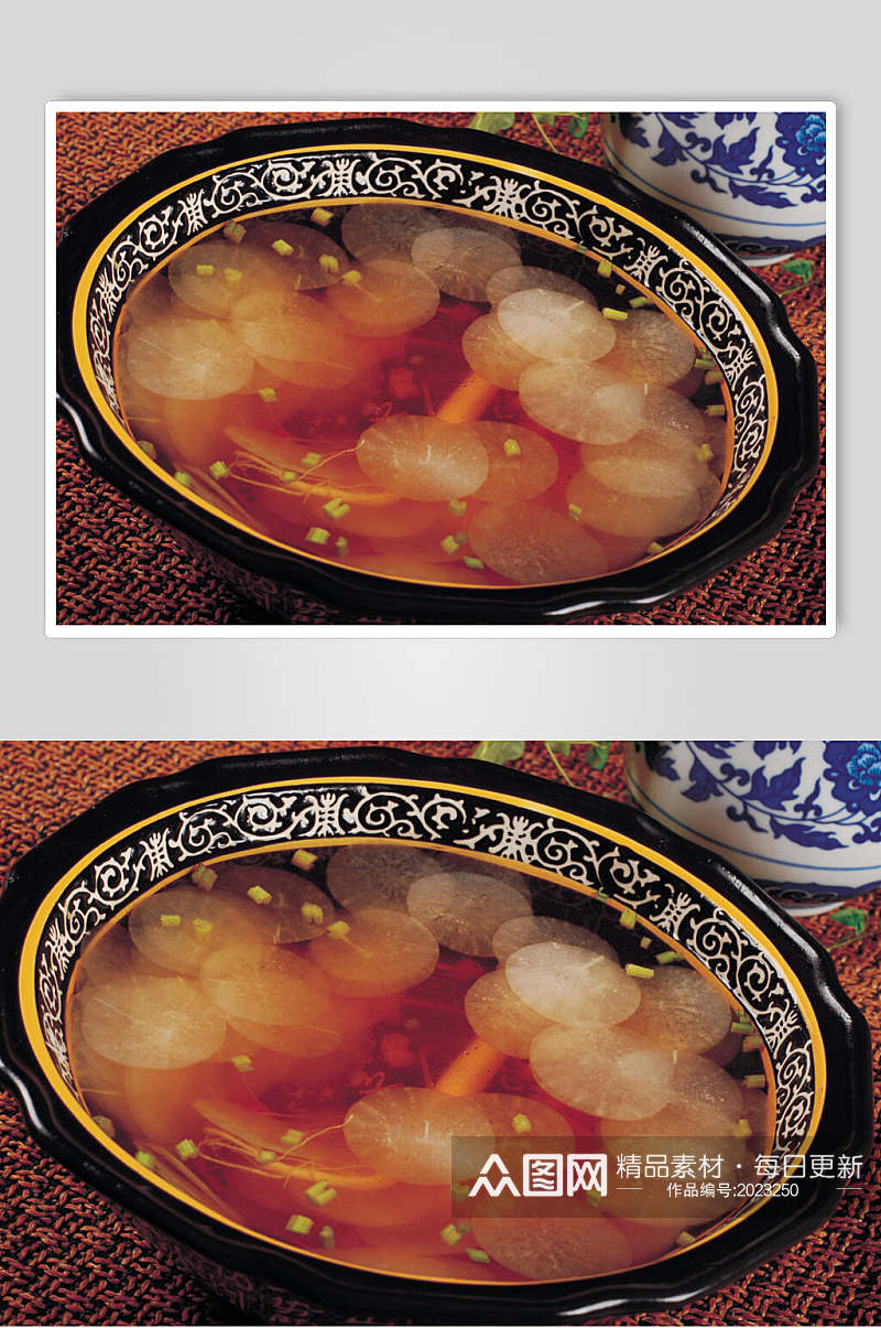 干贝鲜人参萝卜汤美食摄影图片素材