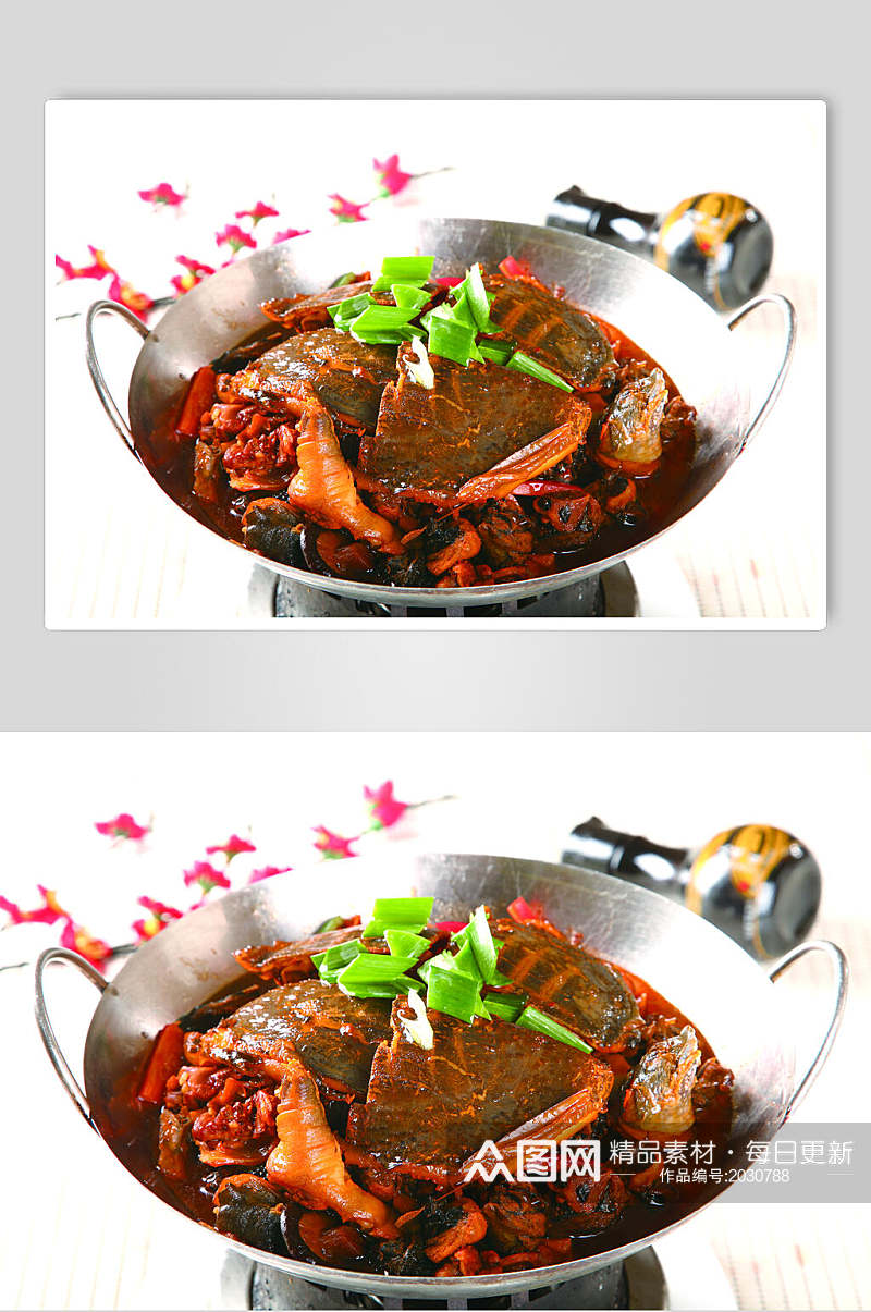 干锅乌鸡烧甲鱼美食食品图片素材