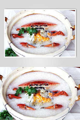 膏蟹砂锅粥食物图片