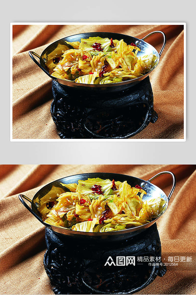 素菜干锅手撕包菜食品摄影图片素材