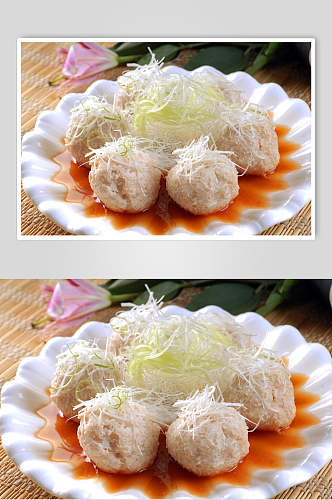 白灼萝卜丸子食品摄影图片