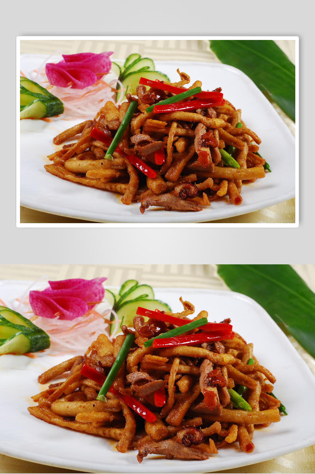 鲜茶树菇爆鸭丝食品图片素材