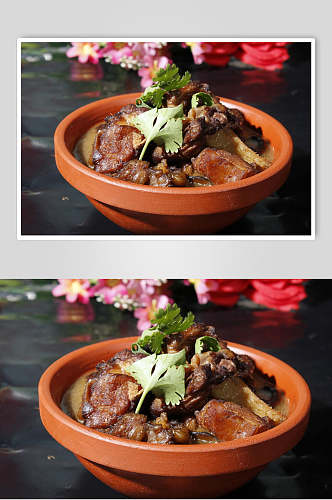 小碗蒸红烧猪蹄食物图片