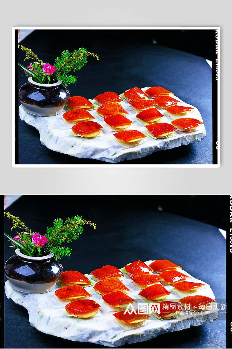 岭南荔枝木烤鸭食品摄影图片素材