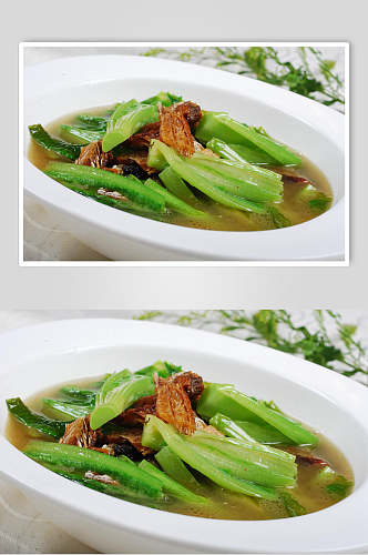 豆豉鲮鱼煮油麦菜摄影图片