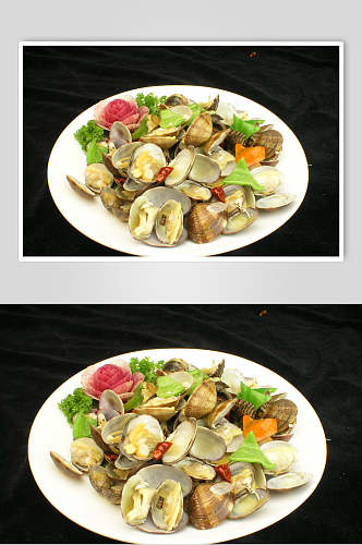 辣炒花蛤食品摄影图片