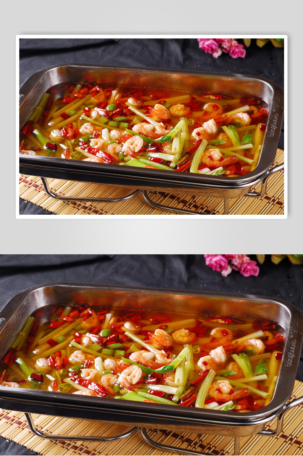 双椒沸腾虾美食摄影图片素材