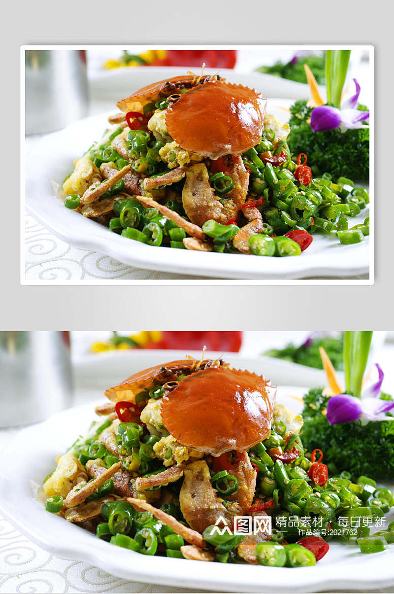 热菜鲜椒焖肉蟹美食摄影图片素材