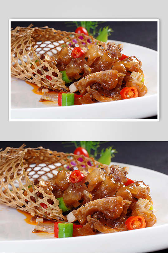 新鲜美味干烧牛筋美食图片