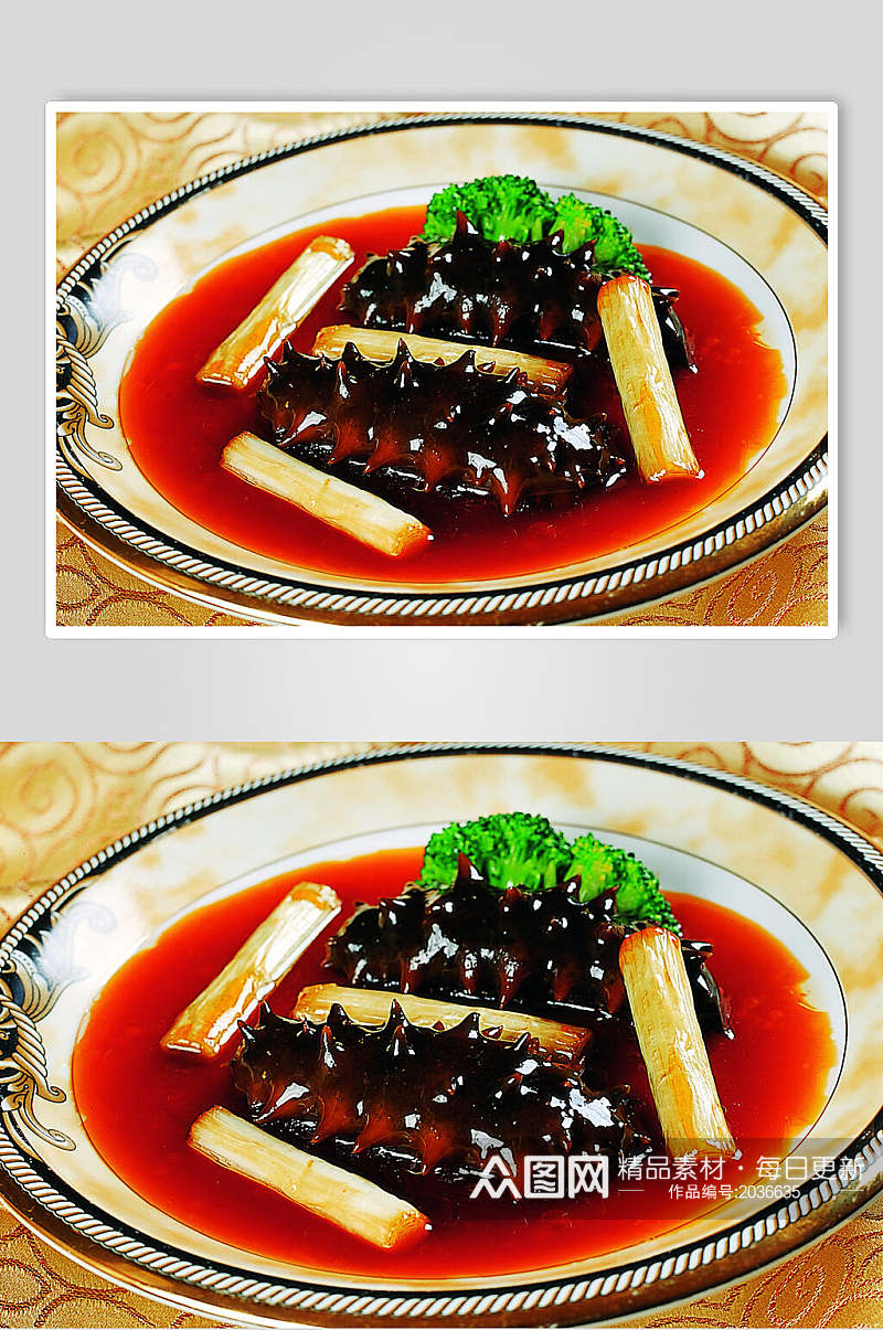 美味红油葱烧活海参美食食品图片素材