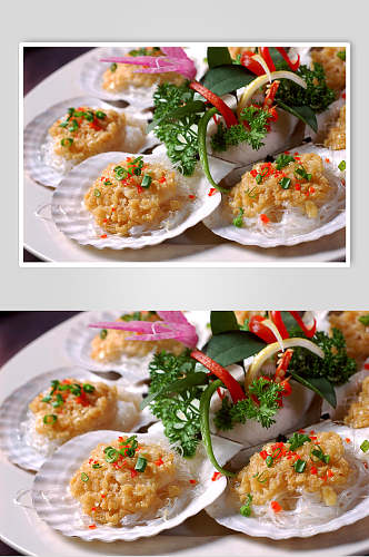 风味海鲜蒜茸粉丝元贝食品摄影图片