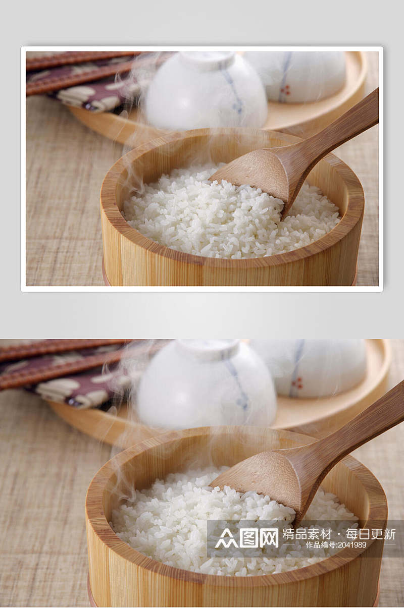 热气腾腾蒸米饭高清图片素材
