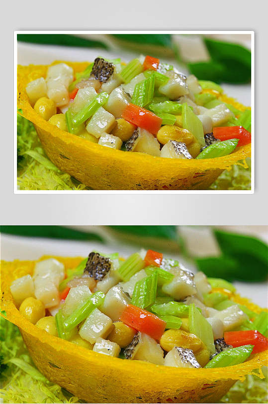 雀巢福果雪鱼丁美食高清图片