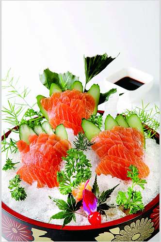精品海鲜刺身三文鱼食物高清图片