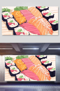 日料寿司美食宣传插画