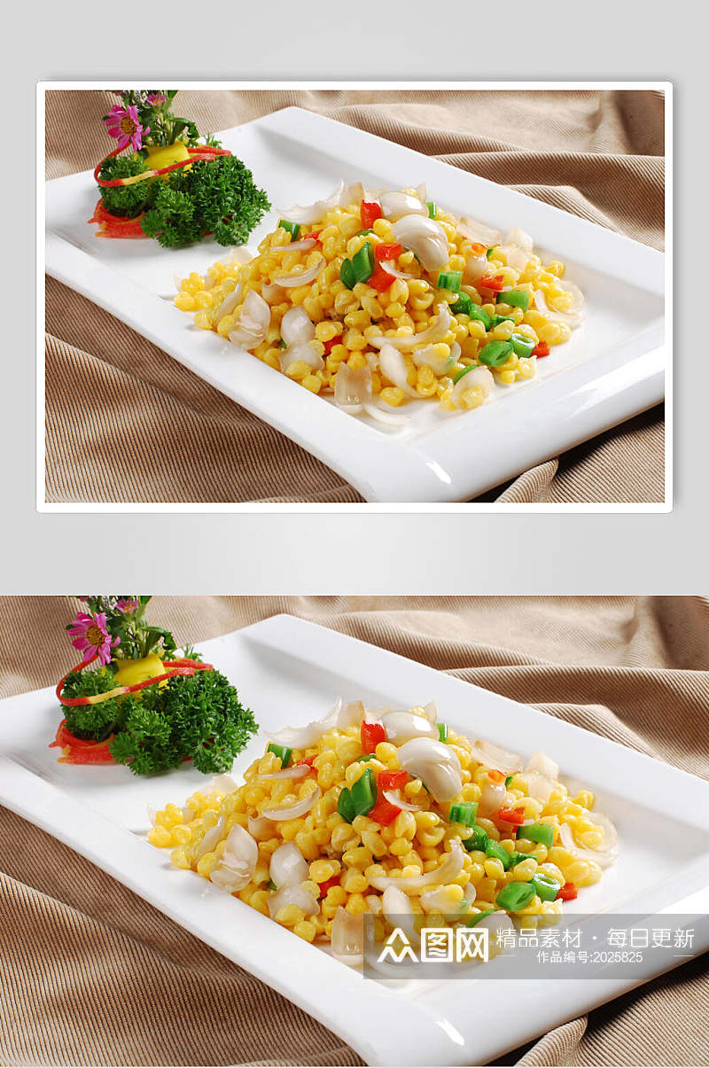 金米粒炒百合咸鲜味原料米粒百合美食图片素材