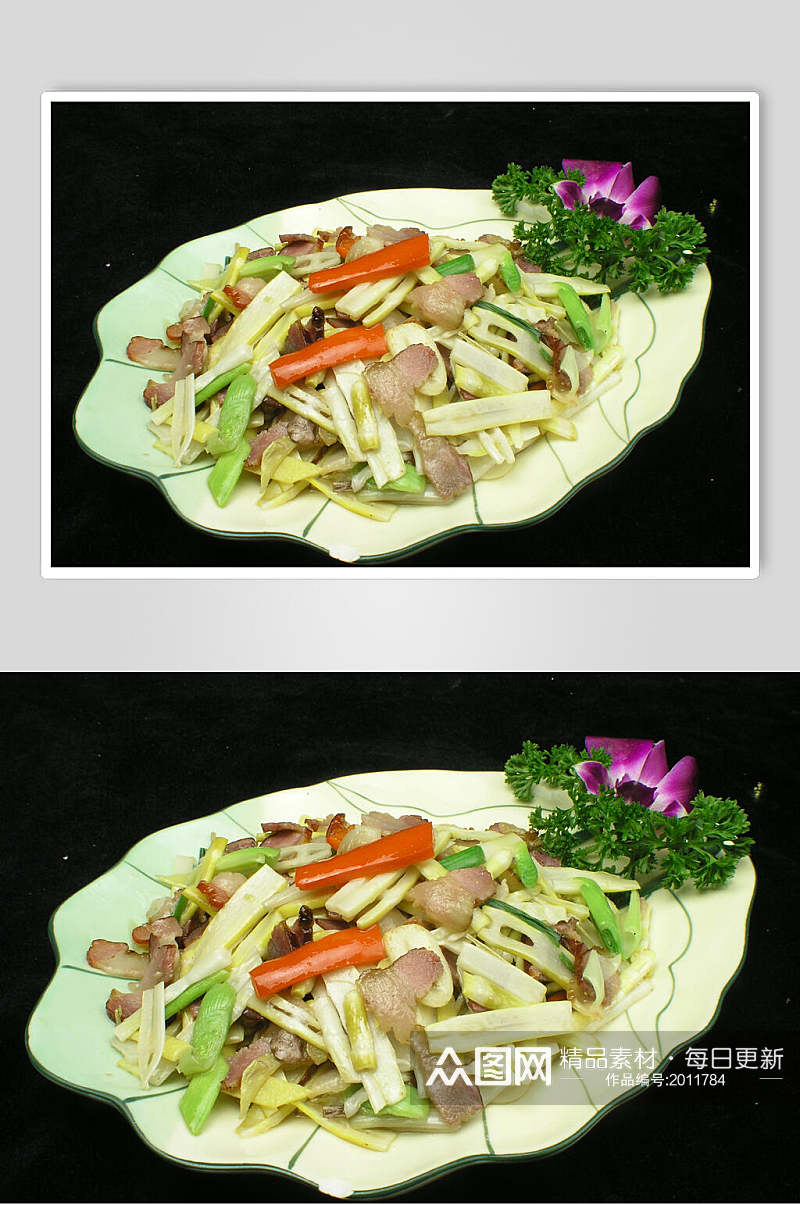 罗汉笋炒腊肉食品摄影图片素材