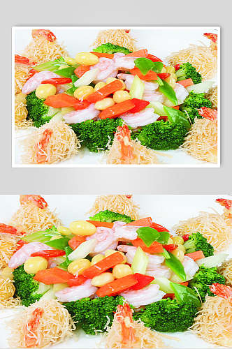 金丝双味虾食物摄影图片
