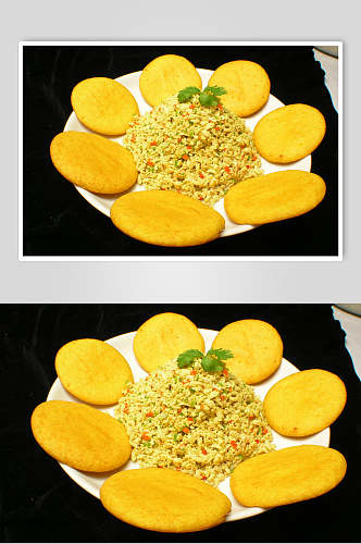 尖椒鱼籽拼饼美食图片