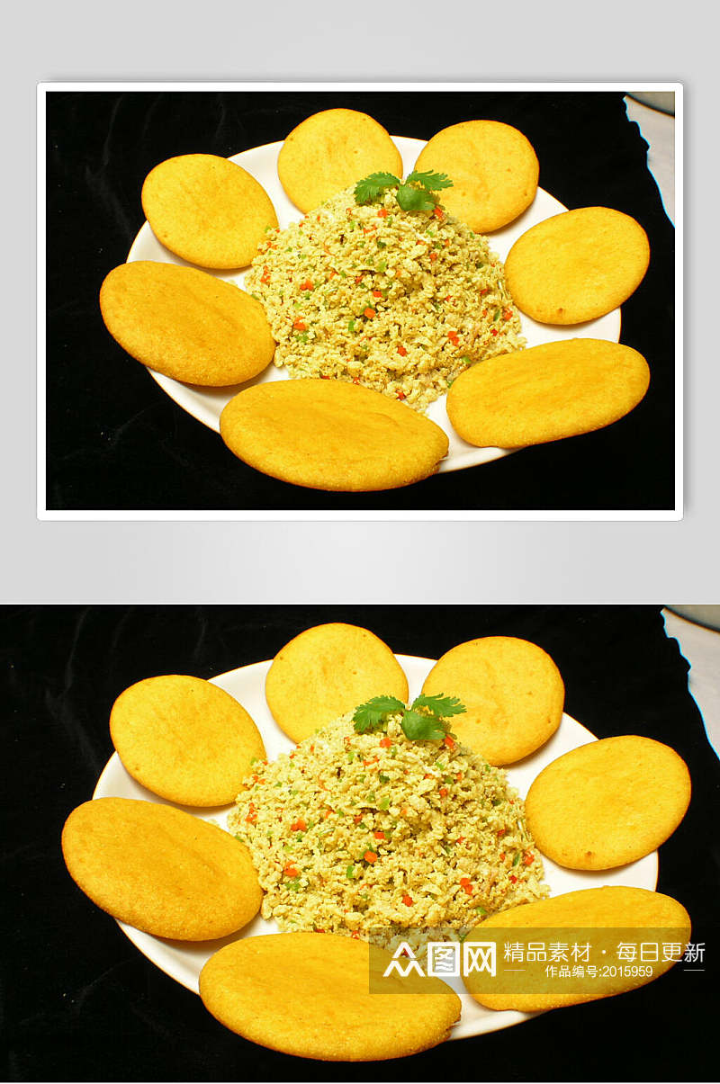 尖椒鱼籽拼饼美食图片素材