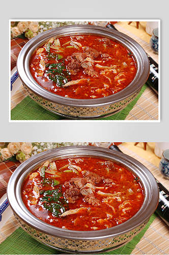 红油牛杂锅美食摄影图片