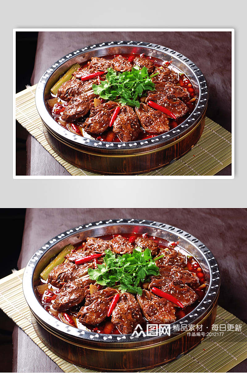 香辣美味干锅菜干锅兔头食品摄影图片素材