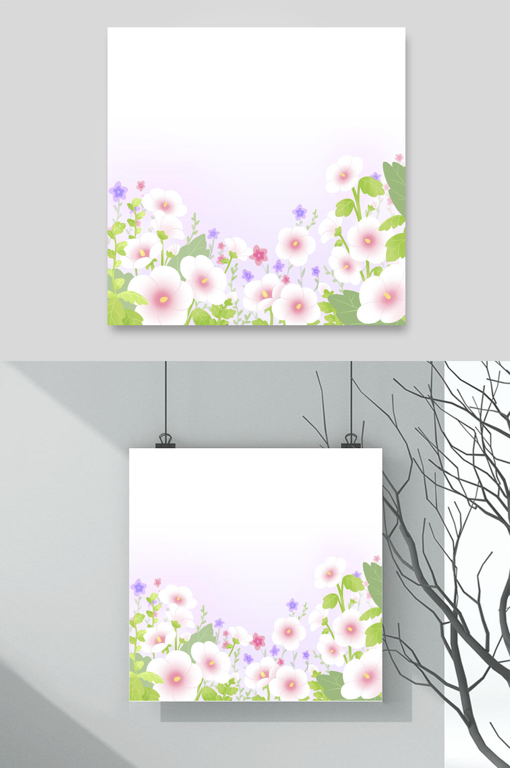 花卉花店白色花插画素材