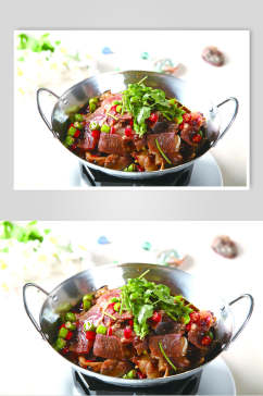 热菜香辣美味干锅带皮牛肉美食图片