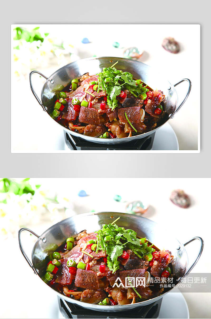 热菜香辣美味干锅带皮牛肉美食图片素材