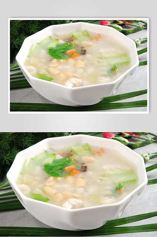 三色浓汤麻食美食食品图片