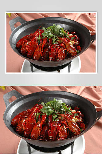 铁锅麻辣小龙虾食物图片
