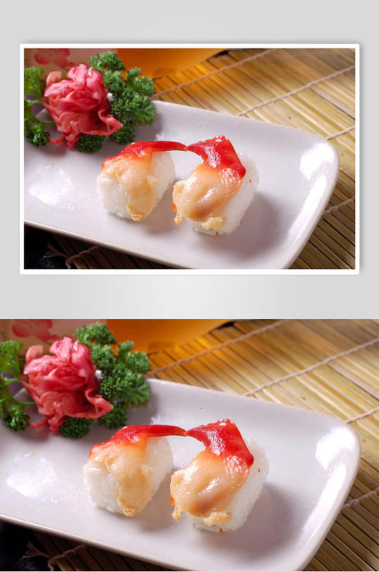 寿司类北极贝握寿司食品摄影图片