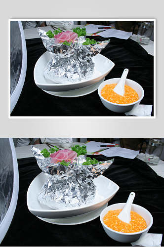 蟹黄豆花食品摄影图片