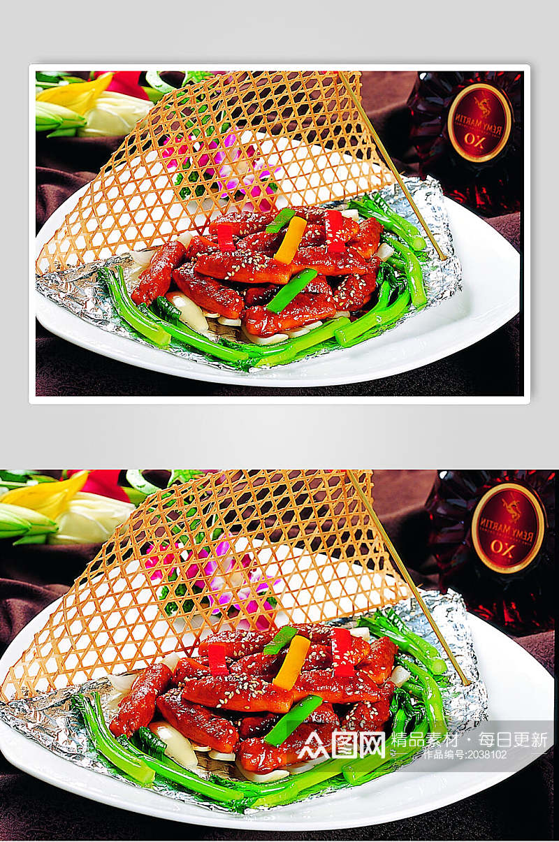 新鲜美味网烧鸡腿菇食物食品图片素材