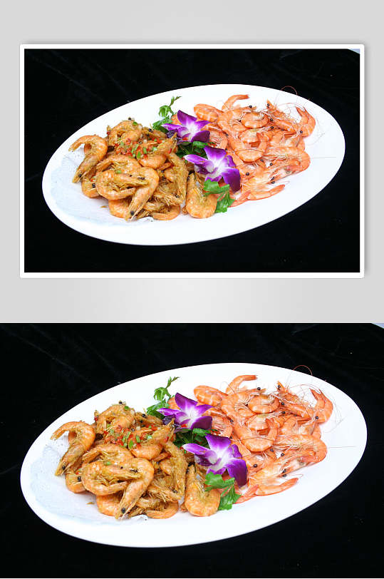 两吃虾两联菜谱菜单新品菜摄影图