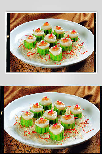 创意美味蒜茸胜瓜蒸澳带食品高清图片