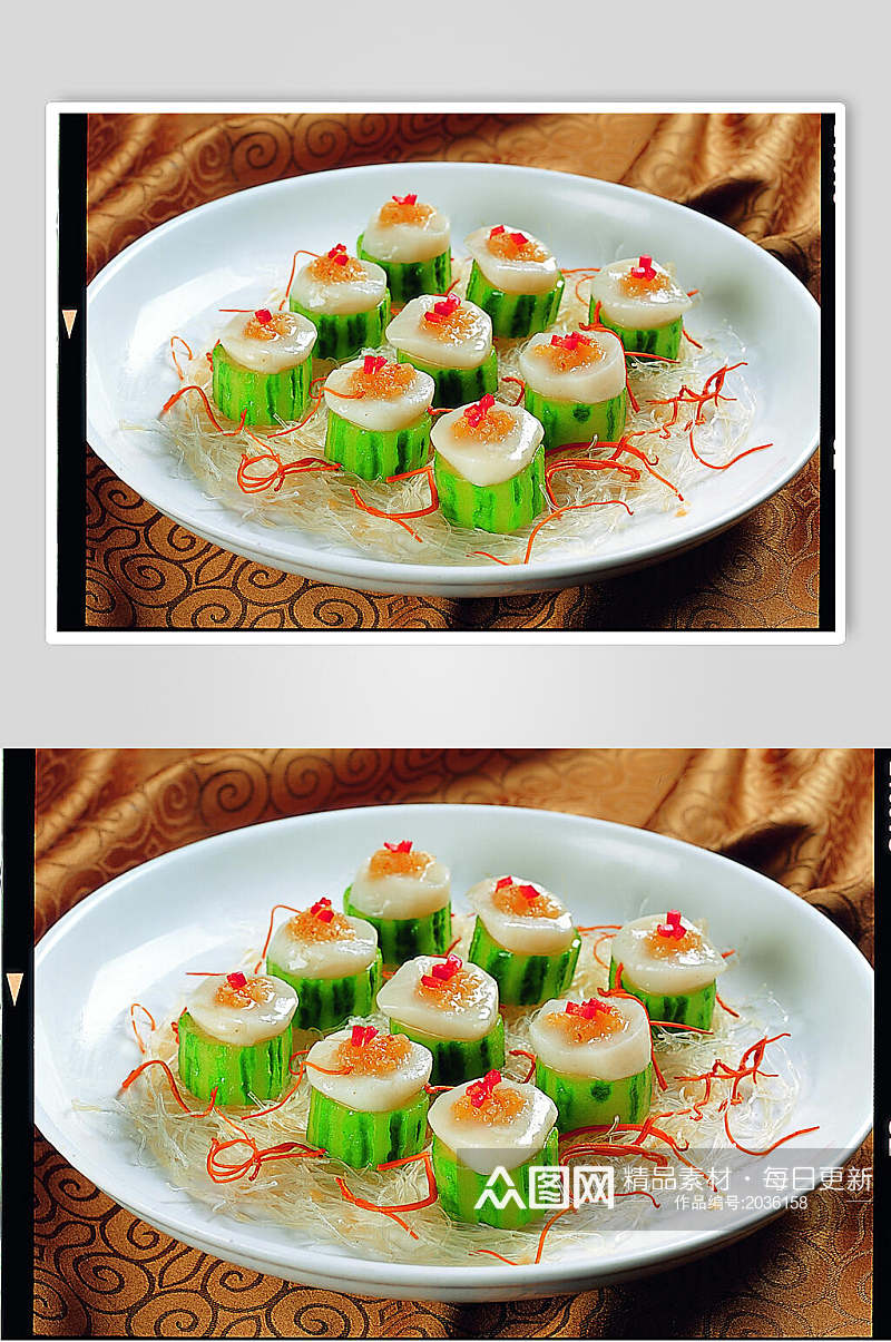 创意美味蒜茸胜瓜蒸澳带食品高清图片素材