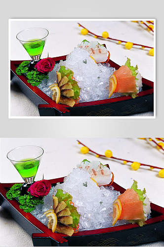 日式刺身拼盘海鲜美食图片