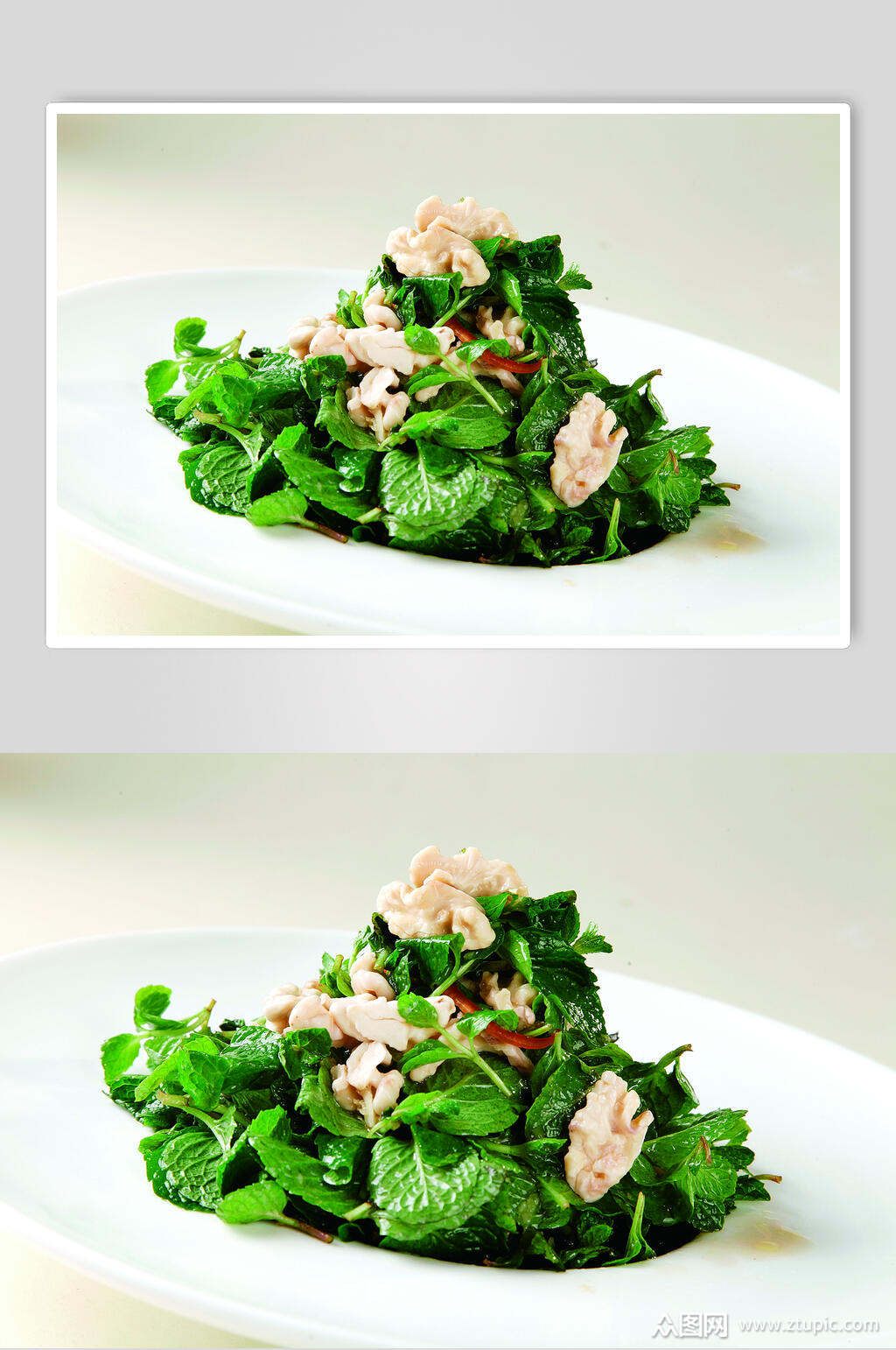 十香菜拌桃仁摄影图片素材