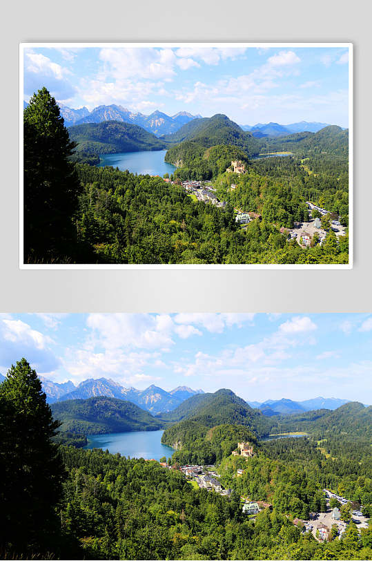 湖泊山峰山脉风景图片