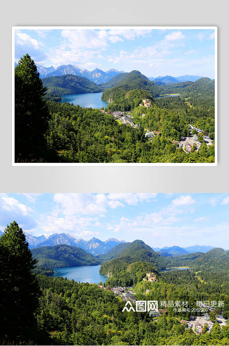 湖泊山峰山脉风景图片素材