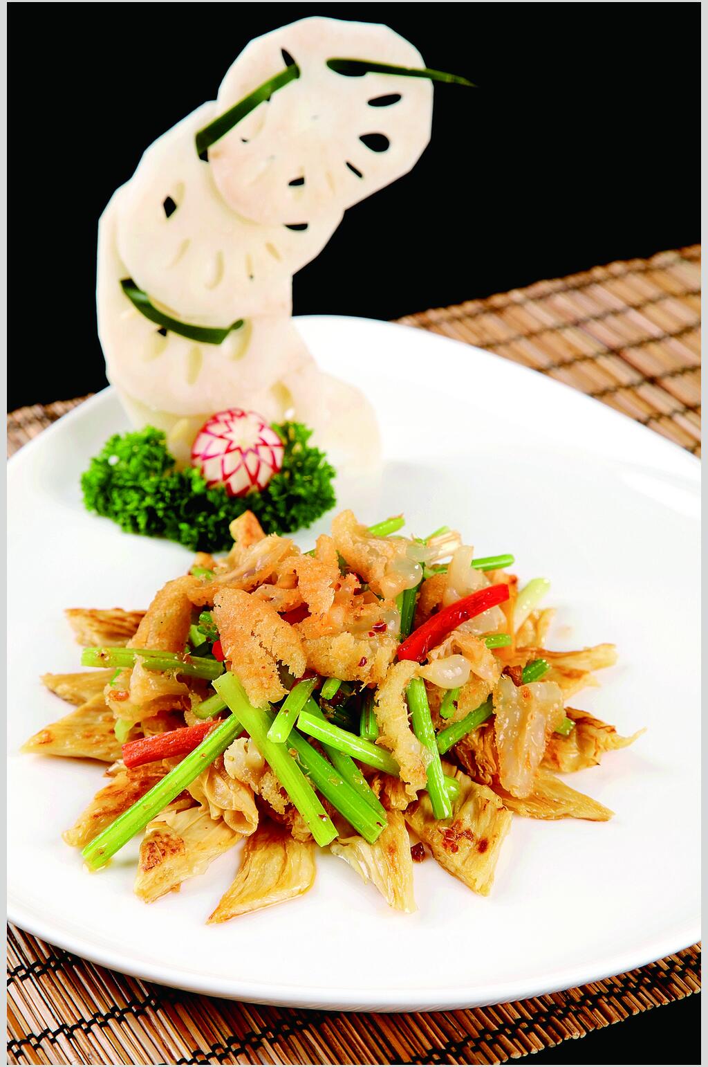 酱海蜇花炒鲜腐竹美食食物摄影图片素材