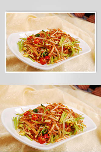 老豆腐炒粉条食物图片